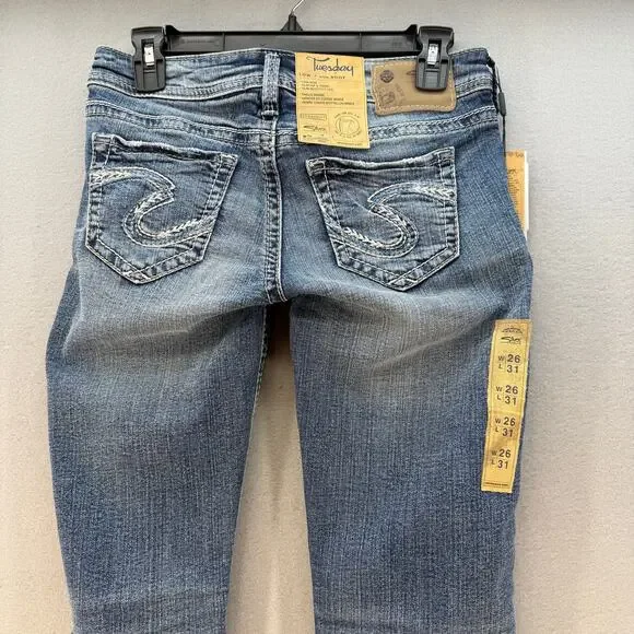 Silver Jeans Women's 26x31 (2) Blue Tuesday Fit Low Slim Boot Western NWT - Picture 3 of 14